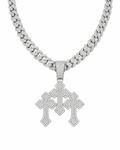 Triple Cross Iced Pendant Silver